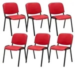 CLP 6er Set Besucherstuhl Ken Kunstleder rot