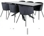PiazzaBLBL Essgruppe Esstisch schwarz und 6 Berit Esszimmerst&uuml;hle Velour...