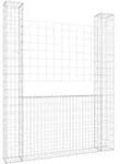 vidaXL Gabionenkorb U-Form mit 2 S&auml;ulen Eisen 140x20x200 cm