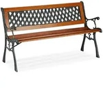 Relaxdays Gartenbank, 2 Sitzer, Holz & Gusseisen, Balkon & Terrasse, rustikale