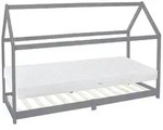 ML-Design Kinderbett 90x200 cm Hellgrau mit Matratze H:16 cm, Dach & Lattenrost,