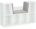 Relaxdays B&uuml;cherregal mit Sitzkissen, Kinderregal mit 6 F&auml;chern, 63x103x30 cm,