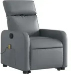 vidaXL Massagesessel mit Aufstehhilfe Grau Kunstleder