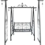 DELUKE Gartenschaukel RICO - 178cm Breit, Stahl, Schwarz, Rost-Optik, mit