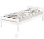 Erst-Holz Wei&szlig;es Einzelbett Buche massiv 80x200 Bettgestell und w&auml;hlbare