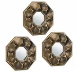 Relaxdays Spiegel 3er Set Blume, achteckiger Zierspiegel, Wohnzimmer, Flur,