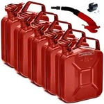 BW&reg; Kraftstoffkanister Metall Benzinkanister 5x 5 Liter mit Ausgie&szlig;er - Rot -...