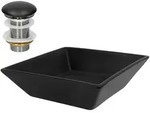 LuxeBath Waschbecken inkl. Ablaufgarnitur Schwarz ohne &Uuml;berlauf 41x41x12 cm...