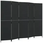 vidaXL Paravent 5-tlg. Schwarz Poly Rattan