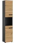 Ebuy24 Canu Hochschrank Bad 2 T&uuml;ren, 1 Regal Eiche Dekor, grau.