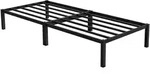 ML-Design Metallbett 90x200 cm Schwarz | Stahlrahmen mit Lattenrost, robustes