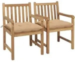 vidaXL Gartenst&uuml;hle 2 Stk. mit Beige Kissen Massivholz Teak