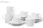 Caterado 20-tlg. Kaffeeservice / Sparset Porzellan Heike - uni weiss f&uuml;r 6...