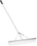 COSTWAY Aluminium-Gartenrechen mit 3 Fu&szlig; breitem Rechenkopf, 36 Zinken und 69...