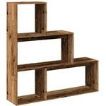 vidaXL Raumteiler-B&uuml;cherregal 3 Stufen Altholz-Optik 123x29x123 cm