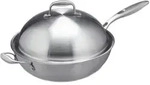 Relaxdays Wok, &Oslash; 32 cm, Edelstahl unbeschichtet, Gas-, Elektro-,...
