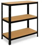 shelfplaza BLACK 90x70x23 cm Schwerlastregal in schwarz mit 3 B&ouml;den und 175 kg