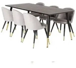 Dipp180x90BLBR Essgruppe Esstisch schwarz und 6 Velvet Esszimmerst&uuml;hle Velour
