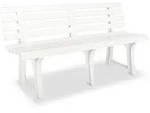 DELUKE Parkbank KATO 145,5 cm Kunststoff Wei&szlig; | Gartenbank wetterfest...