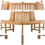 DELUKE Baumbank VEGAD - Holz Teak 200x100x90 cm | Halbrunde Sitzbank Mit Lehne