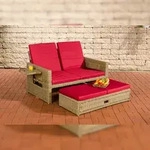 CLP Polyrattan Sofa Ancona 5mm natura/rubinrot