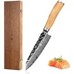 Wakoli Santokumesser I 17 cm Klinge I Olivenholzgriff und Hammerschlag