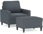vidaXL Sessel mit Hocker Dunkelgrau 60 cm Samt