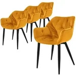 ML-Design &ndash; Esszimmerst&uuml;hle 4er Set &ndash; Senfgelb Samt | gesteppter Sitz, mit