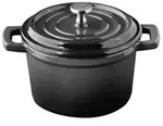 APS Mini-Serviertopf mit Deckel 5 STARS - Gusseisen emailliert, 0,35 Liter,