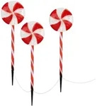 ECD Germany 3er Set LED Lollipop Wegweiser Au&szlig;en, 60 LEDs, 3 m, 8 Modi, Timer,