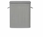 Relaxdays W&auml;schekorb mit Deckel, 3 F&auml;cher, Bambus, 105 l, faltbar, HxBxT: 63...