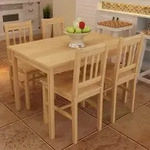 vidaXL Esstisch Holztisch mit 4 Holzst&uuml;hlen Esszimmerset Essgruppe