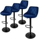 ML-Design Barhocker 4er Set, Bezug aus Samt, Blau, Gepolsterter Barstuhl mit