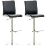 CLP 2er Set Barhocker Cadiz Kunstlederbezug edelstahl/schwarz