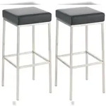 CLP 2er Set Barhocker Montreal Kunstlederbezug schwarz/edelstahl