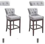 CLP 2er Set Barhocker Lakewood Stoff hellgrau/antik