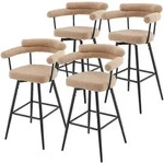 ML-Design Barhocker drehbar 4er Set Braun, Teddy-Stoff, 76 cm, Gepolsterte