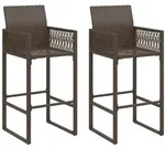 vidaXL Garten-Barhocker 2 Stk. Braun Poly Rattan