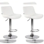 CLP 2er Set Barhocker Lentini Kunstleder wei&szlig;/chrom