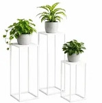 DanDiBo Blumenst&auml;nder Metall Weiss Eckig 96482 3 er Set Pflanzenst&auml;nder