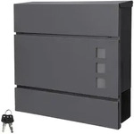 ECD Germany Briefkasten Anthrazit 37 x 10,5 x 36,5 cm Stahl, mit Zeitungsfach &