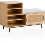 Schuhbank FineBuy Garderobe mit Sitzbank 120 cm Wiener Geflecht Schuhregal Eiche