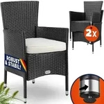 CASARIA&reg; Polyrattan 2er Set Gartenstuhl schwarz