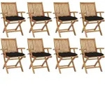 vidaXL Klappbare Gartenst&uuml;hle mit Kissen 8 Stk. Massivholz Teak