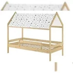 Erst-Holz Holzbett mit Himmel u.Fallschutz Hausbett Kinderhaus 90x200 Bett...