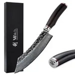 Wakoli EBO Damast Blockmesser I 20 cm Klinge I schwarzer Eichenholzgriff