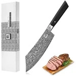 Zayiko Black Edition Blockmesser I 20cm Klinge I dunkler Damast I Pakkaholz