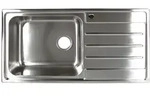 Einbausp&uuml;lbecken Chrom eckig 100 cm Edelstahl mit Abtropffl&auml;che rechts