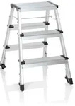 Doppelseitige Klappleiter auf 4 Rollen SOLID IV Aluminium 3 Stufen hjh OFFICE