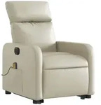 vidaXL Massagesessel mit Aufstehhilfe Elektrisch Creme Kunstleder